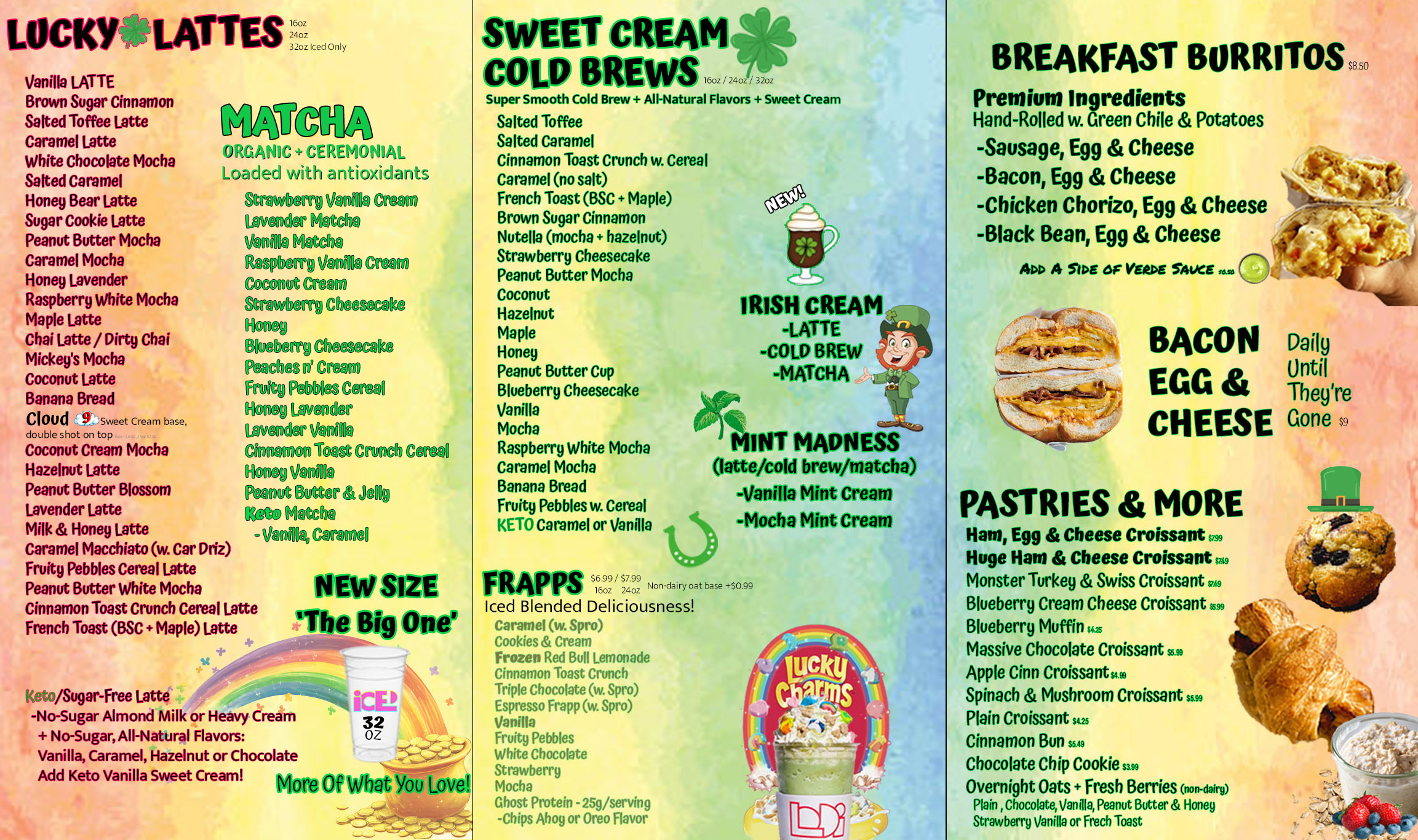 March Menu 2026 - Irish Cream Mint Lodi Coffee Drive Thru lodi coffee menu